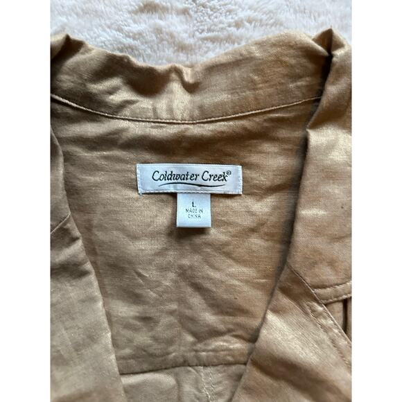 Coldwater Creek Gold Metallic Belted Jacket Size Large - Picture 3 of 8